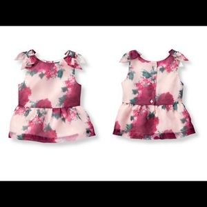 Janie and Jack Blush Beauty floral bow top 12-18M NWT